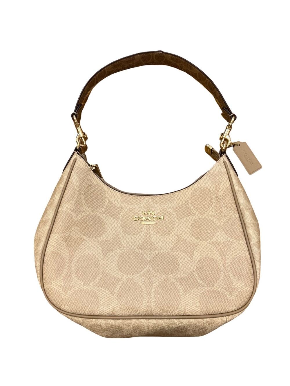 Coach Harley Hobo Bag Signature Canvas Light Khaki/Chalk Gold Hardware NWT